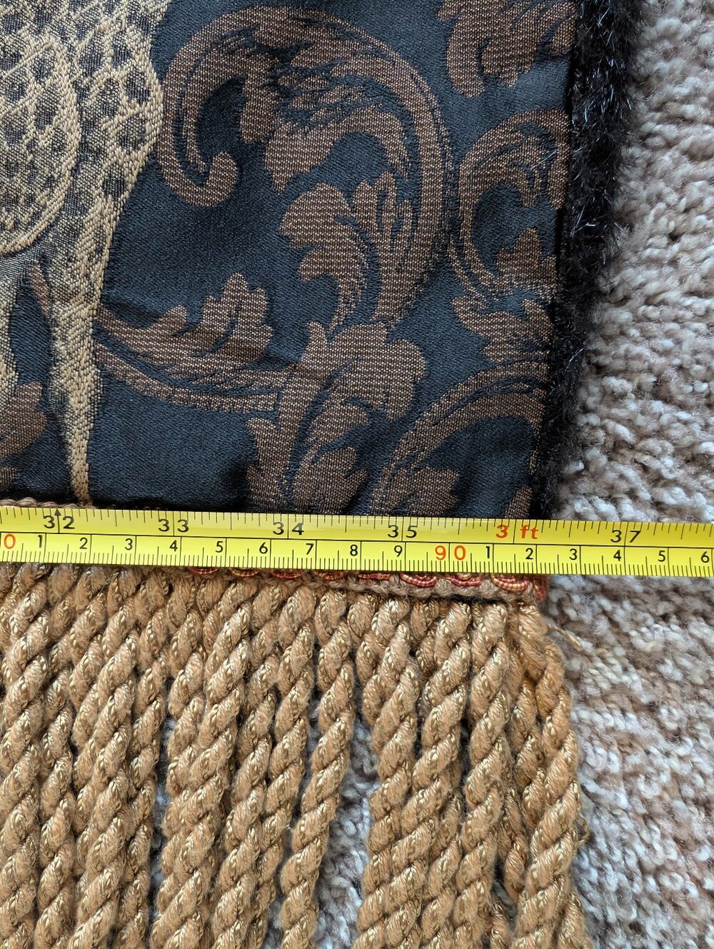 Vintage J. Wilde Safari Animal Throw Blanket Tapestry Black Fur Gold Fringe - Picture 6 of 11